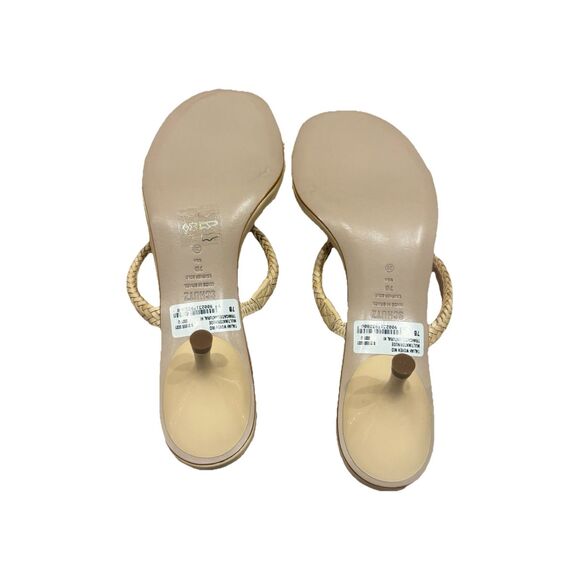 Schutz Taliah Mid Woven Leather Kitten Heel Sandal Strappy Tan Women's Sz 7 New - Picture 7 of 9